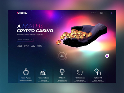 BetPlay - Crypto Web UI coins crypto design figma game illustration typography ui ux vector web website