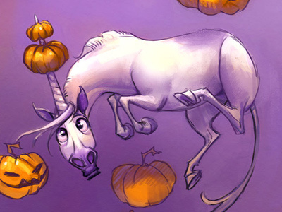 Trick or Treat? Pumpkins or Unicorns? andrea femerstrand art fantasy halloween illustration noukah pumpkin unicorn