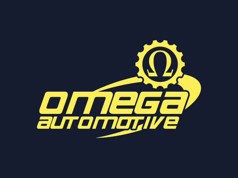 Omega Automotive automotive store speed logodesign branding omega logo gear logo race logo car logo automotive logo retro race timer logo rod classic car automotive auto