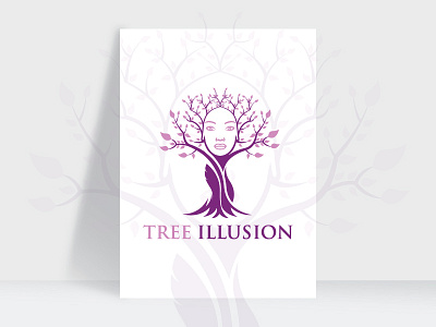 Tree Illusion branding business logo cosmetic logo creative design ecomerce fashion logo feminine logo girl face logo graphic design human tree logo identity logo illustration logo logodesign logotype minimal purple logo tree girl logo tree logo