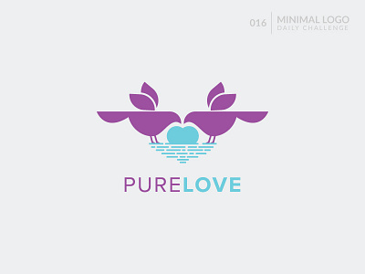 Pure Love bird logo branding creative creative logo design graphic heart logo icon identity illustration logo logodesign love logo lovely logo minimalist logo nature logo pure love logo two bird logo typography water logo