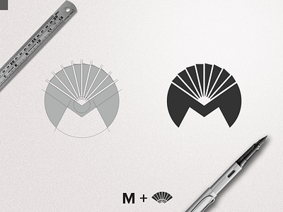 Modern Fan Logo brand branding clever creative logo fan logo hand drawn handmade idenity logo logodesign logotype m m logo mark minimalist logo modern fan modern logo sketches smart logo symbol