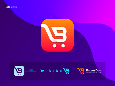 BazarDor Logo Design app app icon b bazar card card logo company logo d design e commerce letter logo logo design shop shopping shopping cart shopping logo