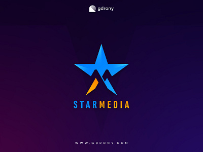 Star Media Logo Design company logo design graphic design icon logo logo design m m letter m logo media moon sky star star logo