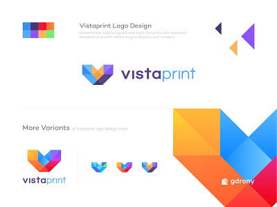 Vistaprint Logo company logo design initial letter logo press print printing v vista vistaprint