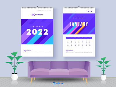 2022 calendar Design with every 12-month 3D text 2022 2022 wall calendar calendar clean design modern