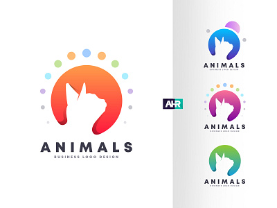 Colorful Animal Logo Design animal animals cat cat face company logo design dog dog face graphic design icon logo