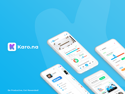 Karo Na - Productivity App UI/UX Project animation app app design flat graphicdesign illustration interaction design minimal ui ux