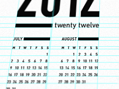 Twenty twelve bw calendar minimalistic typographic