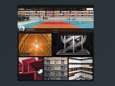 EyeEm User Profile interface overlay photography profile ui website