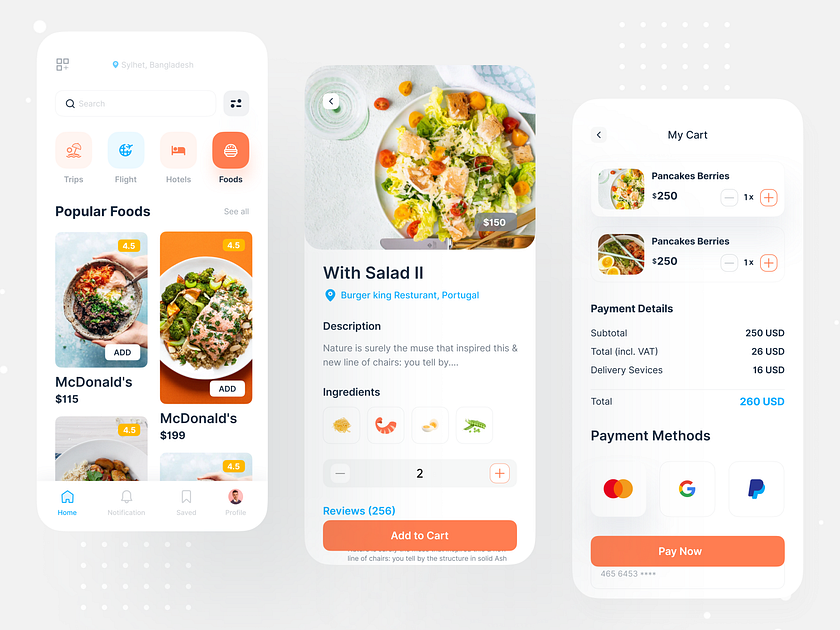 Travel App UI (Food Page) by Jawadur Rahman Akib on Dribbble