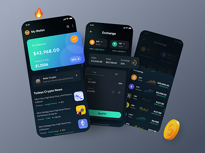 💸 Cryptocurrency App app bitcoin bitcoin wallet concept crypto crypto app crypto currency crypto exchange crypto wallet cryptocurrency currence dark design ethereum fintech interface investment app mobile ui ux