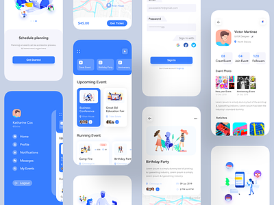 Event App UI App android app app design bank account colorful app conceptual design dashboard design designer ecommerce event event agency event app event branding events illustration nice100 party party app typography user interface