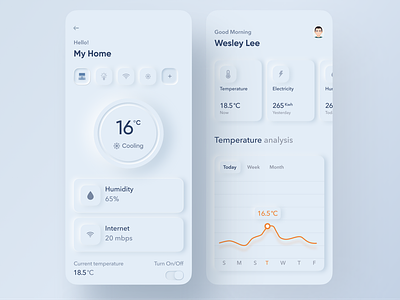 Smart Home App app app ui application design application ui dark mode neomorphism neomorphism design neumorphism neumorphism ui night mode pie chart skeuomorph app spendings statistic ui ux