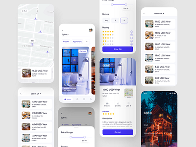 House Rental App android app app design app concept colorful app conceptual design dashboard designer ecommerce ecommerce app ecommerce design house illustration real estate agency rental app typography user interface website design