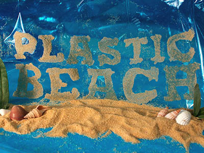 Plastic beach graphic design handmade still life typography