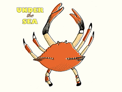 under the sea crab graphic design illustration ocean silk screen under the sea