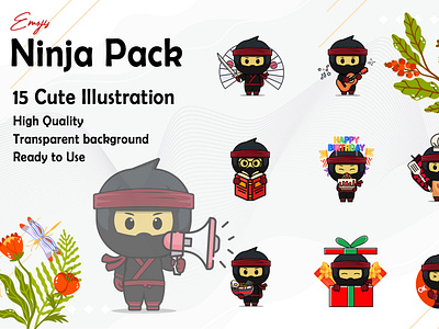 Ninja Illustration Emojis Pack