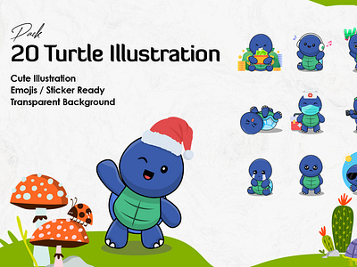 Turtle Emojis Pack Illustrations