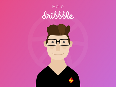 Hello Dribbble, I'm Sumit 2d ball character comment debut dribbble face head hello man sketchapp thankyou
