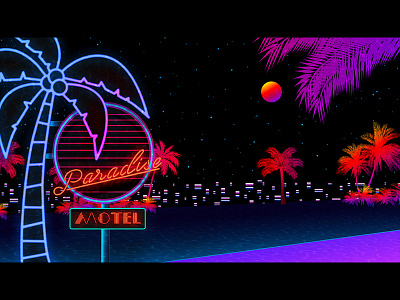 Paradise Motel 80s animate sexy vaporwave