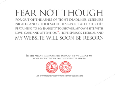 Personal Site Holding Page 1 of 3 holding page trajan pro typography website