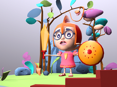 Low poly 3d modeling 3d 3dcharacter animation baby character colorful cute game art kids app king lowpoly mashud19 maya modeling wapon wonderland