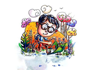 I will create watercolor children book illustration 5