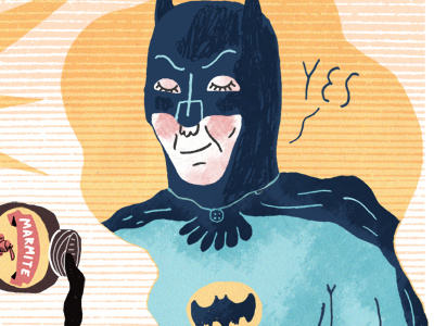 Batman Loves Marmite analogue batman dc ed j brown handmade marvel portrait superhero texture