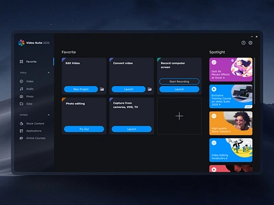 Video Suite 2020 | Desktop App 2020 app brand dashboard design desktop flat interface interfacedesign launcher media minimal mobile multiplatform photography typography ui ux video web