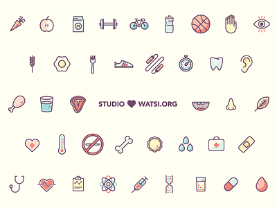 Icons for Pay It Forward Bundle + Watsi.org charity fitness health icons