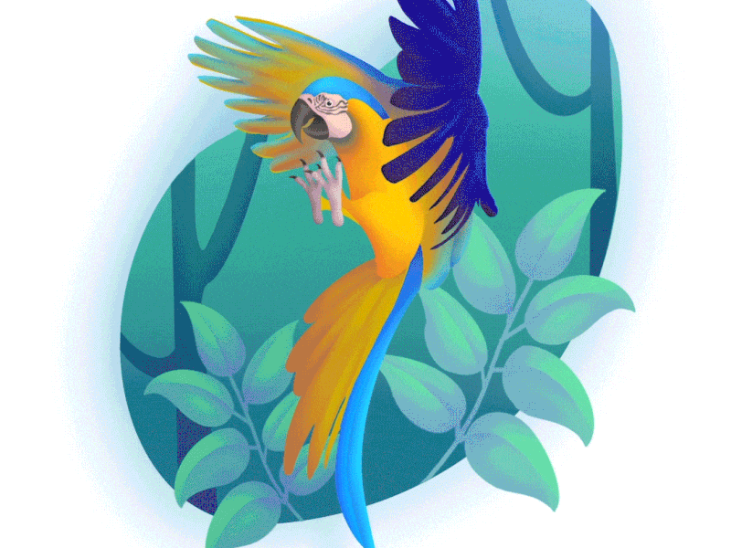 Guacamaya bird // UI Illustration amazonas animals bird character design digital illustration feather forest guacamaya illustration landscape nature plants portfolio procreate tree ui ui illustration web design web illustration wind