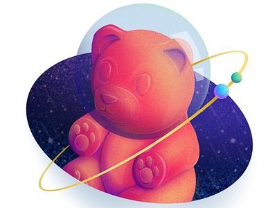 Gummy Bear Challenge / DTIYS astronaut bear challenge character design digital illustration dtiys food galaxy gummy bear hello dribbble illustration inspiration mograph nature space universe web illustration yummy