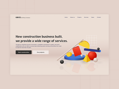 Building Company 2d art branding clean design clean ui design icon landing page minimal simple typography ui vector web website