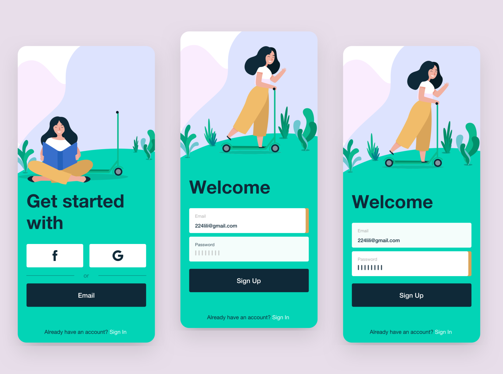 Registration UI by Lili Olianovska on Dribbble