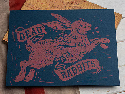 Dead Rabbits - Block Print americana art block print dead rabbits design folk illustration linocut print strawcastle woodblock