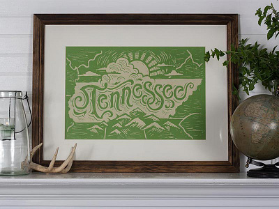 Tennessee State - Block Print