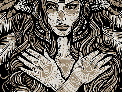 Maya Queen art design esoteric folk illustration maya mayan native tribal