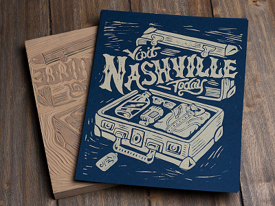 Visit Nashville Today - Block Print