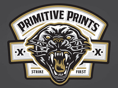 Primitive Prints - Strike First Patch americana apparel art design illustration panther primitive prints straw castle