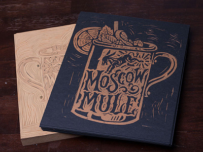 Moscow Mule - Block Print americana art block print cocktail design lettering linocut moscow mule typography