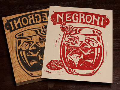 Negroni - Block Print americana art block print cocktail design lettering linocut negroni typography