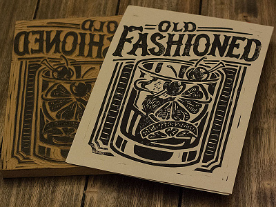 Old Fashioned - Block Print americana art block print cocktail design lettering linocut mixology old fashioned typography