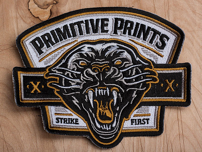 Primitive Prints - Strike First Patch americana art design embroidery illustration panther patch primitive prints