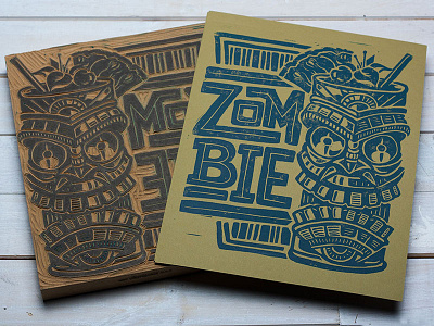 Zombie - Block Print americana art block print cocktail design lettering linocut mixology tiki typography zombie