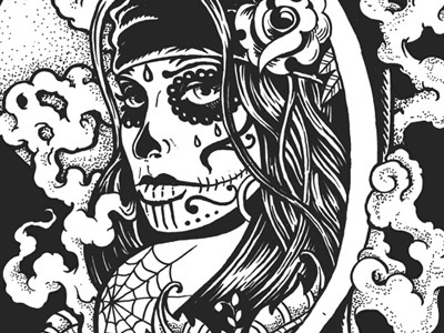 Dia De Los Muertos art castle derrick castle design dia de los muertos illustration roses skull smoke tattoo urban