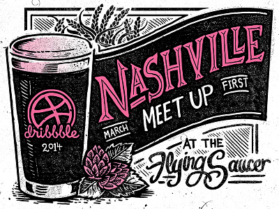 Dribbble Meet Up - Nashville art beer hopps illustration lettering meetup nashville typography