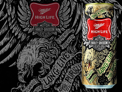Miller High Life & Harley Davidson americana art beer design harley davidson high life iconic illustration miller packaging typography