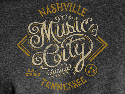 Music City - Tee Design americana art design lettering music city nashville tennessee typography