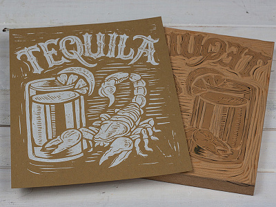 Tequila - Block Print art design illustration block print linocut scorpion tequila